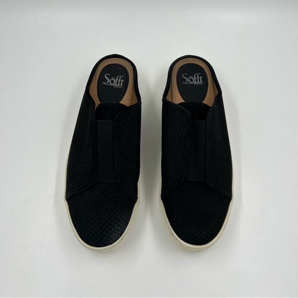 Sofft Women’s Beekon Snake Embossed Leather Sneaker Mule Black 10M Slip On - Picture 3 of 16